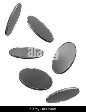 Silbermünzen freie Rotation fallen Stockfoto