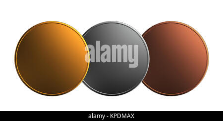 Gold Silber Bronze Münze überlappen Stockfoto