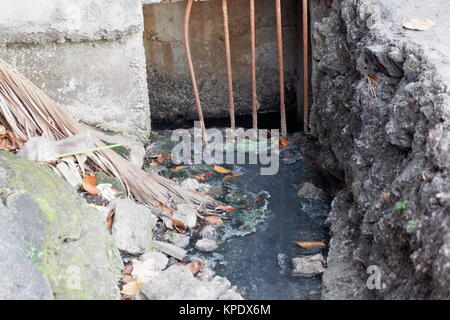 Straße, Kanalisation, Haus halten Abfälle Stockfoto