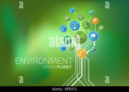 Ökologie-Infografik. Umwelt, grüner Planet Stockfoto