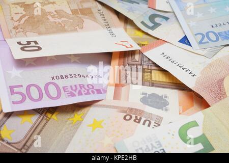 Viele verschiedene Euro-Banknoten Stockfoto