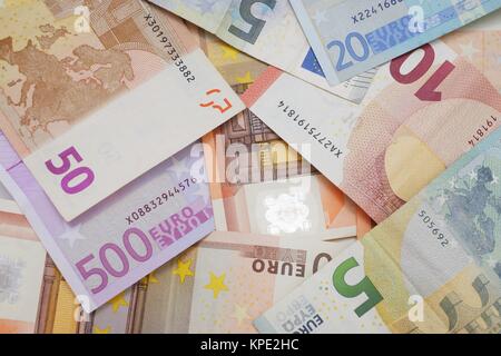 Viele verschiedene Euro-Banknoten Stockfoto