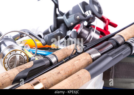 Outdoor Angeln packt und Köder Stockfoto