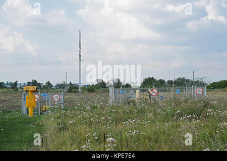 Fechten-Ventil schließen die Gas-pipeline Stockfoto