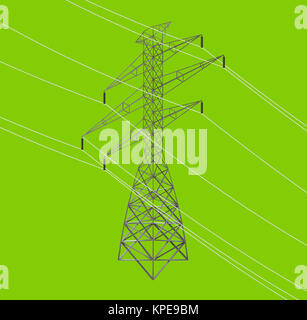 isometrische Hochleistungs-Hochspannungsleitung Stockfoto