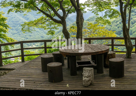 Kleines Picknicktisch und Bänke Stockfoto