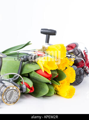 Angeln befasst sich mit Frühling Blumen Stockfoto