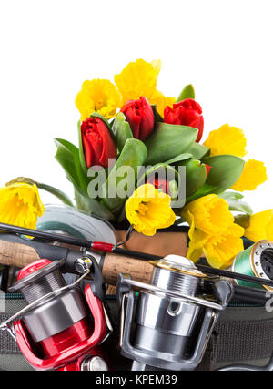 Angeln befasst sich mit Frühling Blumen Stockfoto