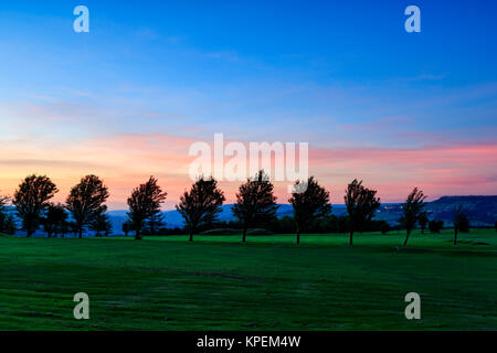 Golfplatz Sonnenuntergang Stockfoto