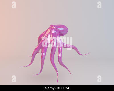 3D pink Low Poly (Octopus) Stockfoto