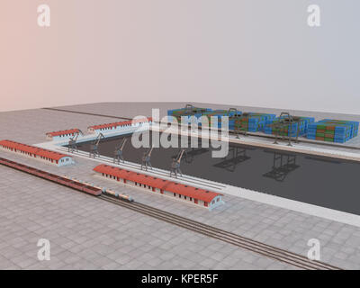 3d-imaginäre Industrie Szene Stockfoto