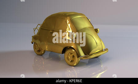 Golden 3D-Objekt (Cartoon auto) Stockfoto
