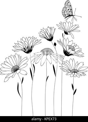 Blumen, Blumenstrauß aus stilisierten Blumen, Vector Illustration Stock Vektor