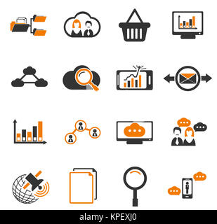 Daten-analytische und soziale Netzwerk-Symbole Stockfoto