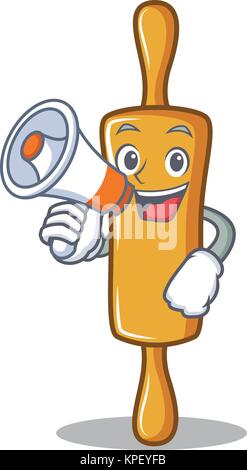 Mit megafon Rolling Pin Charakter Cartoon Stock Vektor