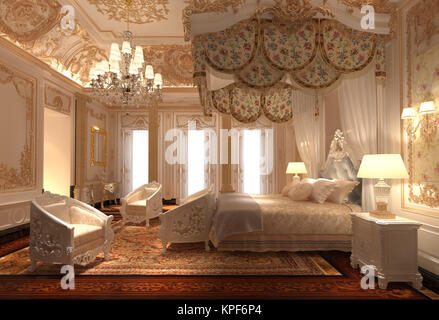 Schlafzimmer Einrichtung in modernem Stil 3d-Darstellung Stockfoto