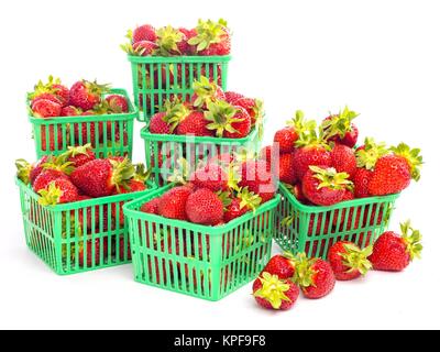 Frische ganze individuelle Erdbeeren Stockfoto