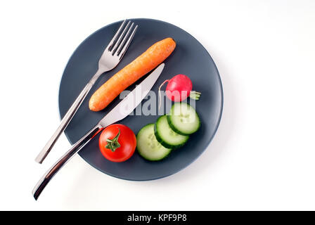 Gemueseteller, rialhaft - Gemüse auf Teller Stockfoto