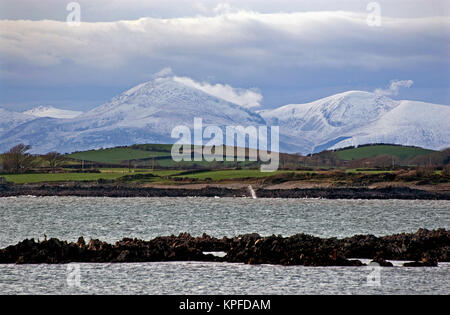 Mourne Berge im Schnee, County Down, Nordirland Stockfoto