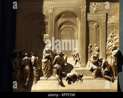 Florenz - Baptisterium, die Tür des Paradieses-Panel - Esau und Jakob Stockfoto