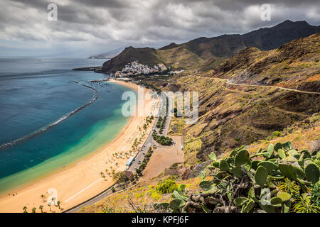 Blick auf den Las Teresitas Strand, Teneriffa, Spanien Stockfoto