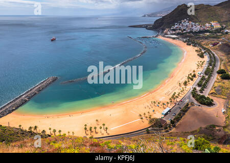 Blick auf den Las Teresitas Strand, Teneriffa, Spanien Stockfoto