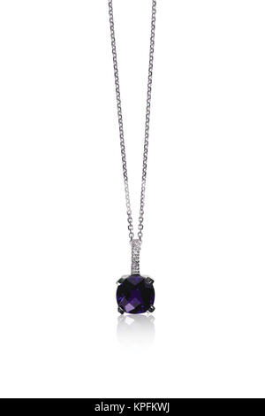 Kissen cut Amethyst Halskette Stockfoto