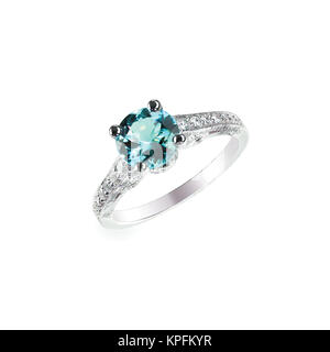 Blue Diamond engagment Ring Stockfoto