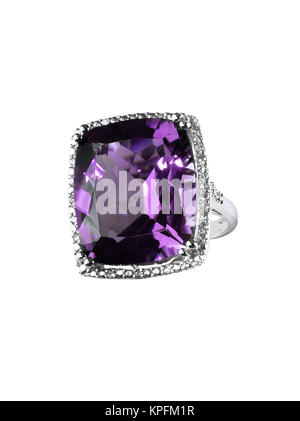 Diamond Amethyst lila ring Verlobung Hochzeit Braut Stockfoto