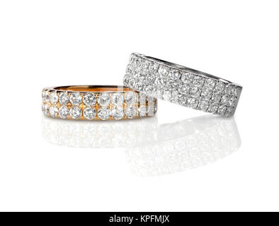 Cluster-Stapel Diamanten Hochzeit Engagment Ringe Stockfoto