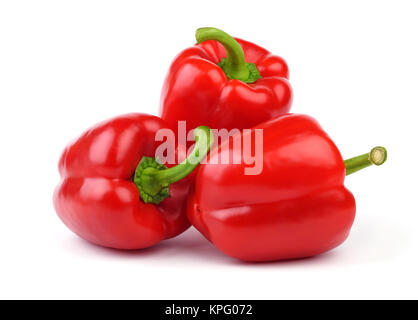 Drei rote Gemüsepaprika. Stockfoto