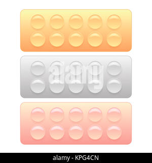 Farbige Tabletten Blister Stockfoto