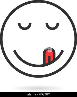 Zufrieden dünne Linie Emoji Icons mit Schatten Stock Vektor