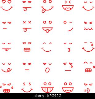 Smile Emoji und Ausdruck Symbole der Emoticon Gesichter, Vektor ...