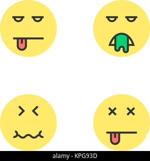 Intoxikation gelb dünne Linie emoji Stock Vektor