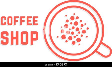 Coffee Shop mit Rote dünne Linie Schale Stock Vektor