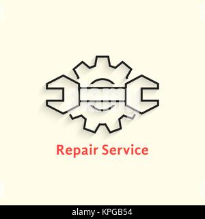 Schwarzer umriss Reparatur Service logo Stock Vektor