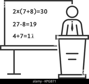 Schwarze dünne Linie mathematische Lehrer Stock Vektor