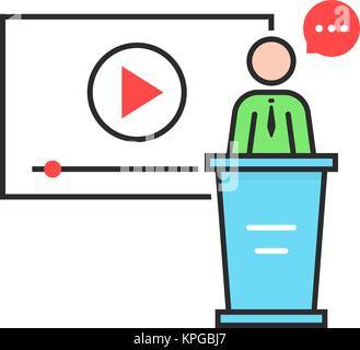 Video Seminar mit Sprecher Stock Vektor