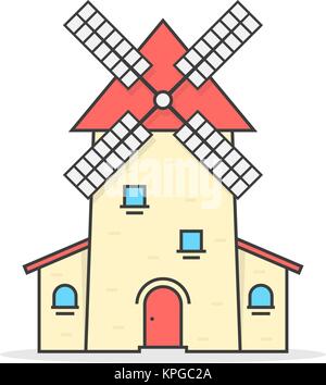 Farbige lineare Mühle Symbol Stock Vektor