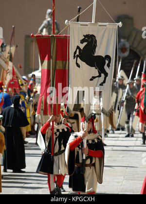 Arezzo - jährliche Medieval Festival nannte die Sarazenen Turnier in Arezzo. Italien Stockfoto