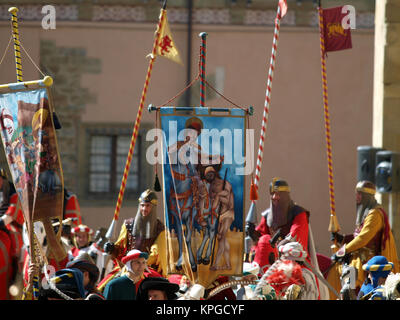 Arezzo - jährliche Medieval Festival nannte die Sarazenen Turnier in Arezzo. Italien Stockfoto