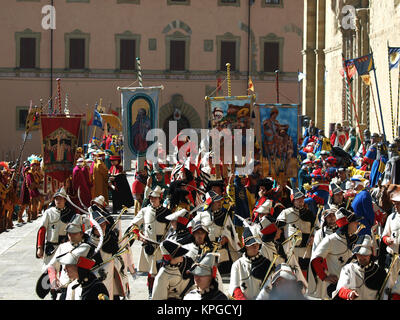 Arezzo - jährliche Medieval Festival nannte die Sarazenen Turnier in Arezzo. Italien Stockfoto