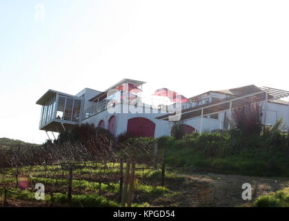 Restaurant La Vierge mit Champagner Veranda, Hermanus, Südafrika Stockfoto