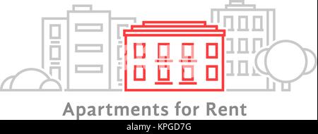 Thin Line Apartments zum Mieten Stock Vektor
