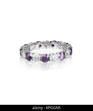 Diamond Amethyst lila ring Verlobung Hochzeit Braut Stockfoto