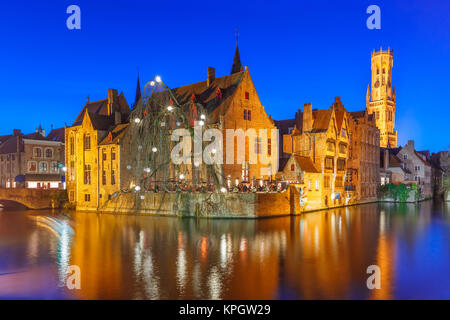 Panorama mit Turm Belfort in Brügge, Belgien Stockfoto