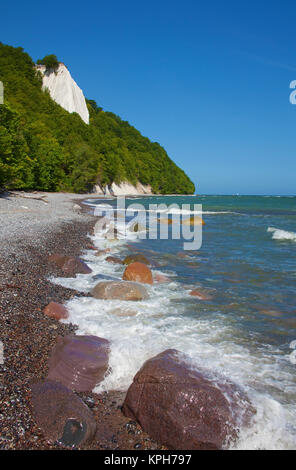 Blick auf den Königsstuhl, zum Strand, Nationalpark Jasmund, Insel Rügen, Ostsee, DDR, Ostdeutschland, Mecklenburg-Vorpommern, Deutschland Stockfoto