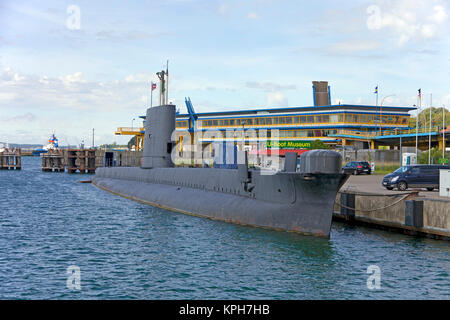 Britisches U-Boot HMS Otus, ein Marine Museum am Hafen von Sassnitz, Rügen, Mecklenburg-Vorpommern, Ostsee, Deutschland, Europa Stockfoto