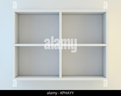 Weiße Regale für den Show Case. 3D-Rendering Stockfoto
